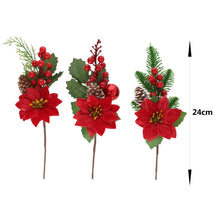 Cargar imagen en el visor de la galería, Decoración Navideña Artificial para Árbol de Navidad – Ramos Decorativos con Frutos Rojos, Flores de Pascua y Muérdago – Varias Opciones para Decorar Árbol, Centro de Mesa y Hogar
