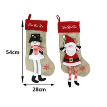 Cargar imagen en el visor de la galería, Set de 2 Calcetines Navideños, Botas de Navidad Colgantes – Diseños Navideños con Estilo en Tela de Cáñamo (28x54 cm) y Estilo Pie de Elfo (24x40 cm)
