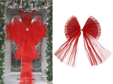 Cargar imagen en el visor de la galería, Lazo Decorativo Rojo para Navidad | Moño Gigante de Tul para Puertas | 75x760 cm | Ideal Bodas y Fiestas
