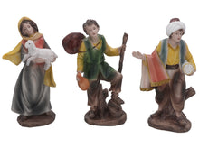 Cargar imagen en el visor de la galería, Set de 3 figuras de pastores para Belén en distintos modelos en Resina 18 cm para Decoración de Navidad
