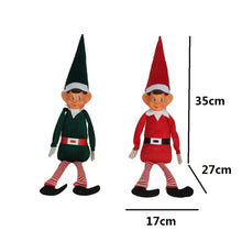 Cargar imagen en el visor de la galería, Pareja de Elfos Sentados Navideños Decorativos - Pack de 2 Muñecos Duendes de Navidad para Colgar y Estantería
