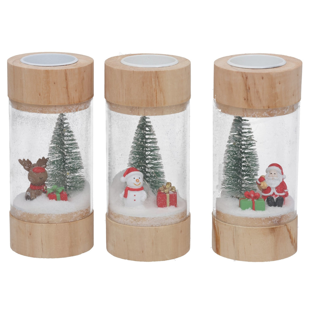 Figura Navideña en Tubo de Cristal con Luz LED – 3 Modelos al Azar para Decoracion de Navidad ø7x16.3cm