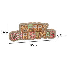 Cargar imagen en el visor de la galería, Letrero de Madera "Merry Christmas" 30x2x11 cm - Adorno Decorativo Navideño con Diseño Estilo Galleta de Jengibre
