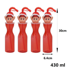 Cargar imagen en el visor de la galería, Set 4 Botellas Elfo de Plástico 430 ml con Pajita Flexible – Botellas Infantiles Reutilizables

