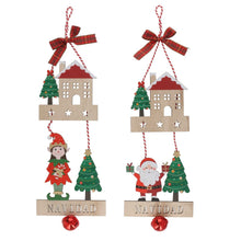 Cargar imagen en el visor de la galería, Set 2 Colgantes de Madera de Navidad - Adornos Decorativos Festivos con Diseño Navideño
