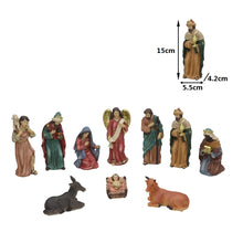 Cargar imagen en el visor de la galería, Set de Belén Navideño de 10 Piezas de Resina con Figuras Detalladas, Nacimiento de Navidad Tradicional para Decoración del Hogar (Altura máxima 15 cm)
