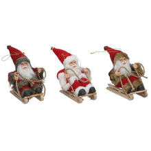 Cargar imagen en el visor de la galería, Set de 3 Colgantes Figura Papá Noel Mini / set de 3 figuras de Papá Noel mini montado en su trineo - 3 Modelos Surtidos - Adorno Navideño - Gerimport
