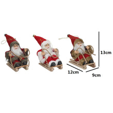 Cargar imagen en el visor de la galería, Set de 3 Colgantes Figura Papá Noel Mini / set de 3 figuras de Papá Noel mini montado en su trineo - 3 Modelos Surtidos - Adorno Navideño - Gerimport
