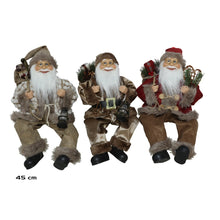 Cargar imagen en el visor de la galería, Papá Noel Sentado 45cm con Linterna, Gafas y Saco de Regalos - Figura Decorativa Navideña, Adorno de Navidad para Hogar, Chimenea o Estantería
