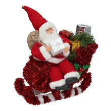 Cargar imagen en el visor de la galería, Papá Noel en Trineo con Hilo Rojo y Regalos - Adorno Navideño Decorativo 35x16x34 cm
