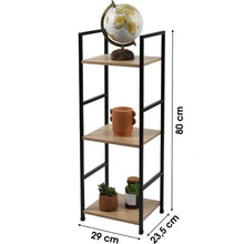 Cargar imagen en el visor de la galería, Estantería Mesita de Noche Dormitorio Elegante Negro y Madera 2, 3, 4 Niveles Soportes Laterales de Metal
