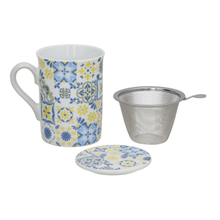 Cargar imagen en el visor de la galería, Taza Mug de Cerámica 280 ml con Filtro de Acero Inoxidable y Tapa – Diseño Decorativo
