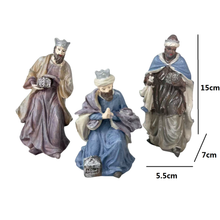 Cargar imagen en el visor de la galería, Nacimiento Belén 10 figuras Portal de Belén Reyes Magos María Jesús y José, Altura 15 cm
