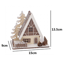 Cargar imagen en el visor de la galería, Casita Nevada de Madera con Luz LED - Decoración Navideña para Pueblo, Figura Iluminada para Interior, Pilas Incluidas
