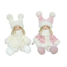 Cargar imagen en el visor de la galería, Muñeca de Peluche con Luz LED 35 cm, Decoración Navideña, Muñeca Decorativa Suave con Luces LED, Rosa/Blanco
