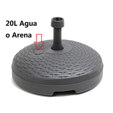 Cargar imagen en el visor de la galería, Base sombrilla terraza exterior circular negra, resistente al agua y a los rayos del sol, base parasol con depósito de agua o arena, duradera y estable
