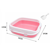 Cargar imagen en el visor de la galería, Arenero para Gatos con Pala, Bandeja Sanitaria para Gatos 50 x 37 x 17 cm, Fácil de Limpiar, Bordes Altos, Color Aleatorio
