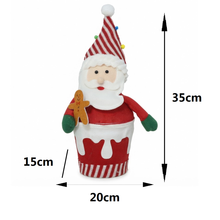 Cargar imagen en el visor de la galería, Figura Decorativa de Papá Noel en Cubo de 35 cm con Galleta de Jengibre, Adorno Navideño para el Hogar

