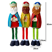 Cargar imagen en el visor de la galería, Conjunto de 3 Figuras Reyes Magos de Tela para Decoración de Navidad y el Día de Reyes
