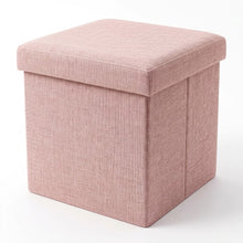 Cargar imagen en el visor de la galería, Puf Reposapiés con Tapa Acolchada 30x30x30 cm – Taburete Plegable con Almacenamiento – Puf Auxiliar de Polipiel o Poliéster
