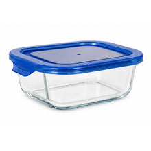 Cargar imagen en el visor de la galería, QUTTIN Fiambrera Hermética de Cristal con Tapa Azul | Táper de Vidrio Borosilicato | Apto para Microondas, Horno, Congelador y Lavavajillas | Rectangular, Cuadrada y Redonda | 300-1500 ml
