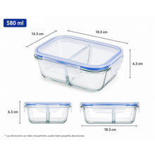 Cargar imagen en el visor de la galería, Fiambrera de Cristal Rectangular QUTTIN con Tapa Hermética Apta para Microondas, Nevera y Lavavajillas
