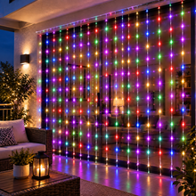 Cargar imagen en el visor de la galería, Cortina Luces LED Efecto Lluvia Multicolor o Blanco, Cable Transparente, 200/300 LED, 3x2 m o 3x3 m

