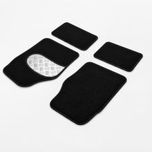 Cargar imagen en el visor de la galería, Juego de 4 Alfombrillas Universales para Coche - Moqueta Negra con Refuerzo Aluminio, Base Antideslizante y Bordes Reforzados
