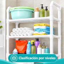 Cargar imagen en el visor de la galería, Estantería de Baño Blanca de 5 Niveles para Lavadora, Organizador de Almacenamiento con Gran Capacidad
