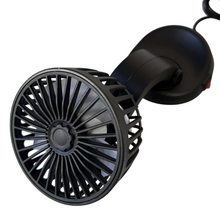 Cargar imagen en el visor de la galería, Ventilador para Coches cabeza Giratorios 360º con su Mango Ajustable con Cable de USB 5V

