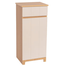 Cargar imagen en el visor de la galería, Mueble de Baño Rivoli 1 Puerta + 1 Cajón | Armario Bajo con Estante Interior | Acabado Lacado Liso + Roble | 83x38x30 cm
