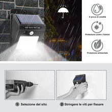 Cargar imagen en el visor de la galería, Foco Lámpara solar LED para exteriores con sensor de movimiento, impermeable
