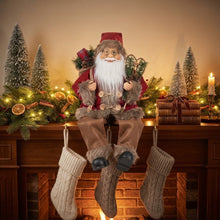 Cargar imagen en el visor de la galería, Papá Noel Sentado 45cm con Linterna, Gafas y Saco de Regalos - Figura Decorativa Navideña, Adorno de Navidad para Hogar, Chimenea o Estantería
