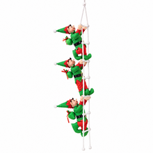 Cargar imagen en el visor de la galería, Adorno Navideño Colgante 3 Elfos en Escalera Impermeable (105 cm) – Decoración de Navidad para Exterior e Interior
