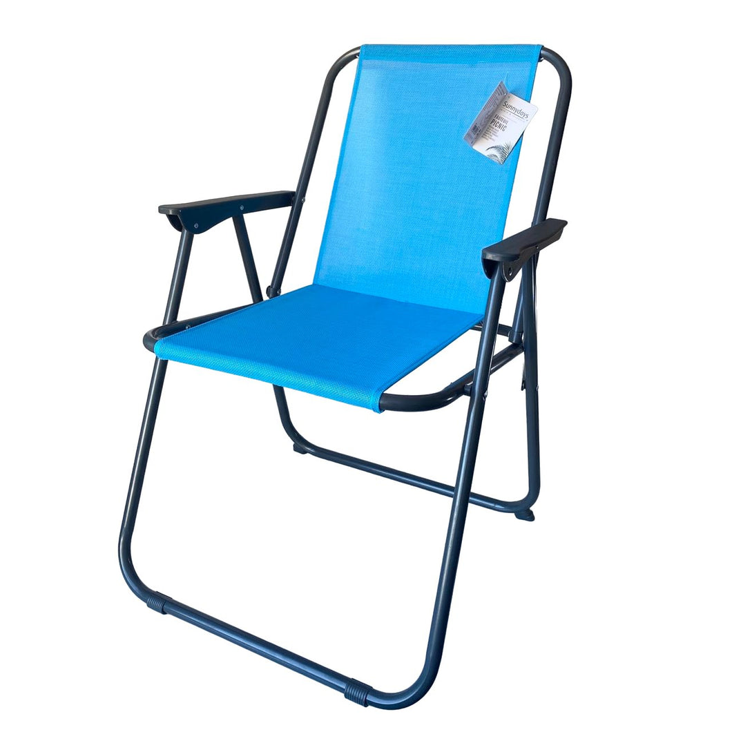 Silla de playa plegable con reposabrazos de acero Cayo ancho de exteriores