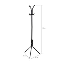 Cargar imagen en el visor de la galería, Perchero de Pie Tipo Árbol Forja - Ideal para Recepción, Oficina, Salón - Fácil de Montar - Colgador con 8 Ganchos - Negro - 170 cm
