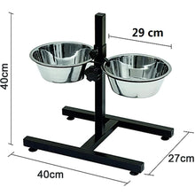 Cargar imagen en el visor de la galería, Comederos Bebedero para Perros Acero Inoxidable con Pie Soporte Juego de Cuencos Elevados Altura Ajustable 3 Tamaño Elegir
