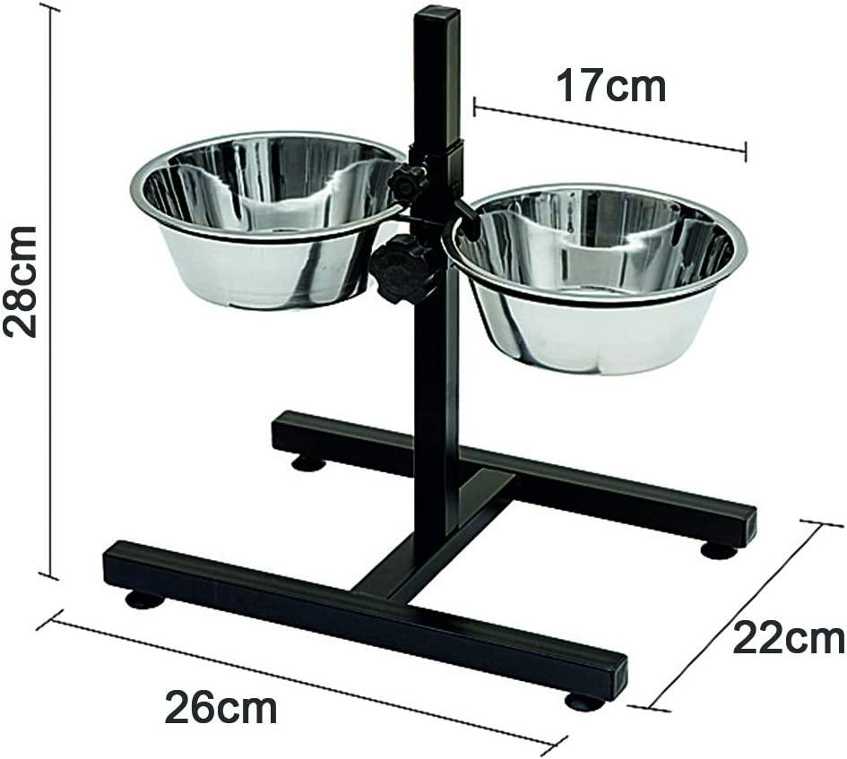 Comederos Bebedero para Perros Acero Inoxidable con Pie Soporte Juego de Cuencos Elevados Altura Ajustable 3 Tamaño Elegir