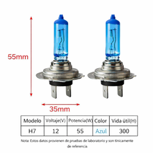 Cargar imagen en el visor de la galería, 2PCS Bombillas Halógenas H7 para Faros Delanteros Coche 12V 55W, 3600K, 4500K y 6400K
