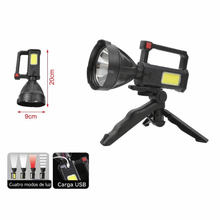 Cargar imagen en el visor de la galería, Linterna LED Portátil 160LM con Trípode – Recargable USB Tipo C, 4 Modos de Luz
