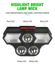 Cargar imagen en el visor de la galería, Linterna de cabeze frontal led recargables ajustable 4 modos 320LM IP20 para campo, camping al aire libre, escalada de montaña y minería y reparación de automóviles
