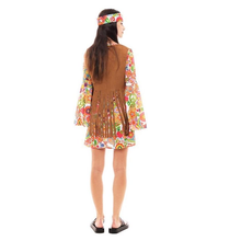 Cargar imagen en el visor de la galería, Disfraz de Hippie Flores con chaleco mujer Adulto para Carnaval fiesta Teatro

