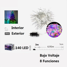 Cargar imagen en el visor de la galería, Guirnalda Luces led Navidad blanco cable transparente interior y exterior 8 funciones guirnaldas
