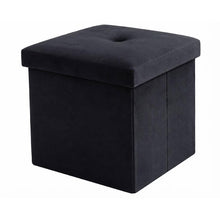 Cargar imagen en el visor de la galería, Puf Reposapiés con Tapa Acolchada 30x30x30 cm – Taburete Plegable con Almacenamiento – Puf Auxiliar de Polipiel o Poliéster
