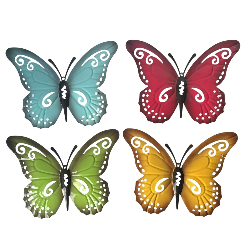 Set de 4 Mariposas de Chapa con Diseño Colgate – Decoración de Pared para Jardín