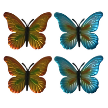 Cargar imagen en el visor de la galería, Set de 4 Mariposas de Chapa con Diseño Colgate – Decoración de Pared para Jardín
