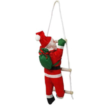 Cargar imagen en el visor de la galería, Papá Noel Trepador de Peluche con Escalera de Cuerda | Adorno Navideño Colgante
