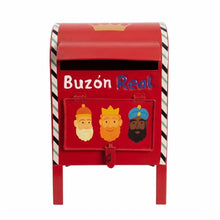 Cargar imagen en el visor de la galería, Buzón Real de Metal para Reyes Magos - Carta 6 de Enero, Decoración Navideña Infantil con Ilustración de Melchor, Gaspar y Baltasar
