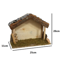 Cargar imagen en el visor de la galería, Casa Portal Madera con musgo  para belén de un Nacimiento navidad diseño realista
