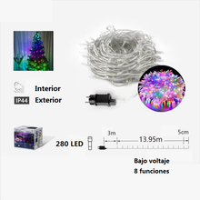 Cargar imagen en el visor de la galería, Guirnalda Luces led Navidad blanco cable transparente interior y exterior 8 funciones guirnaldas
